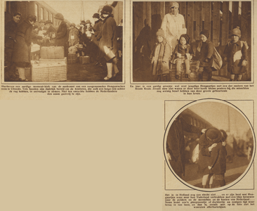 870970 Collage van 3 foto's betreffende het bezoek van Hongaarse kinderen aan Utrecht, waar zij een tijdje zullen ...